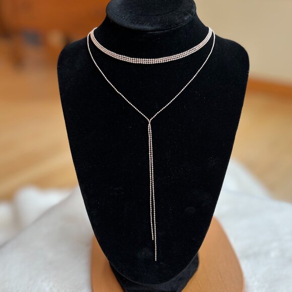 8 Other Reasons Everybody Has Reasons Rose Gold Tone Lariat Ball Chain Necklace - Picture 1 of 15